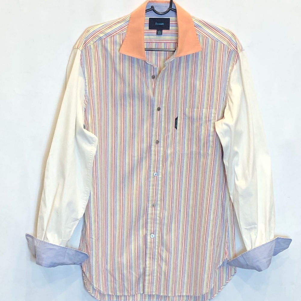 Facconable Multicolor Striped Button Down Shirt - image 1